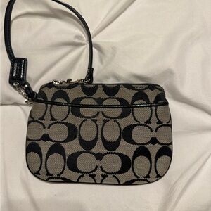 Coach Black and Gray Wristlet with Signature Monogram